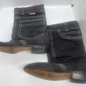 Vintage Matake Black Denim Boots Size 5.5